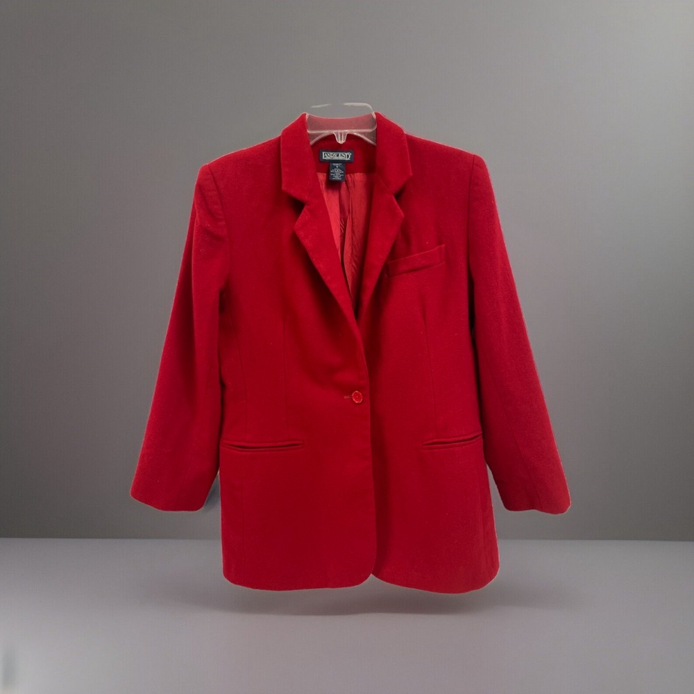 Lands End Sz 8 Jacket Cashmere Red Blazer, City, Career, Office,, Business